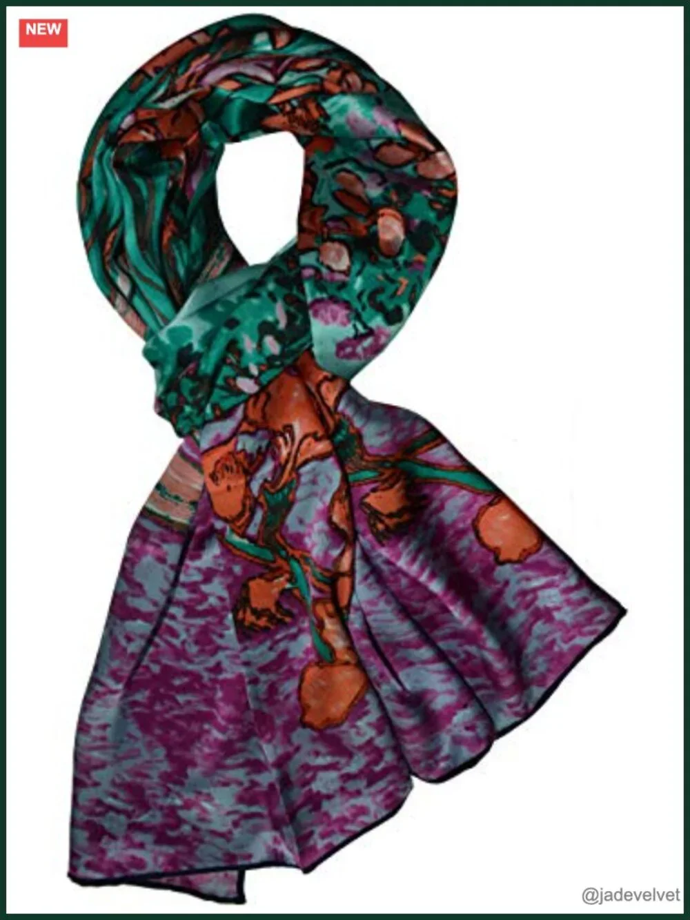 100% Mulberry Silk Fashion Scarf Shawl Wrap Hand-Hemmed Art Painting